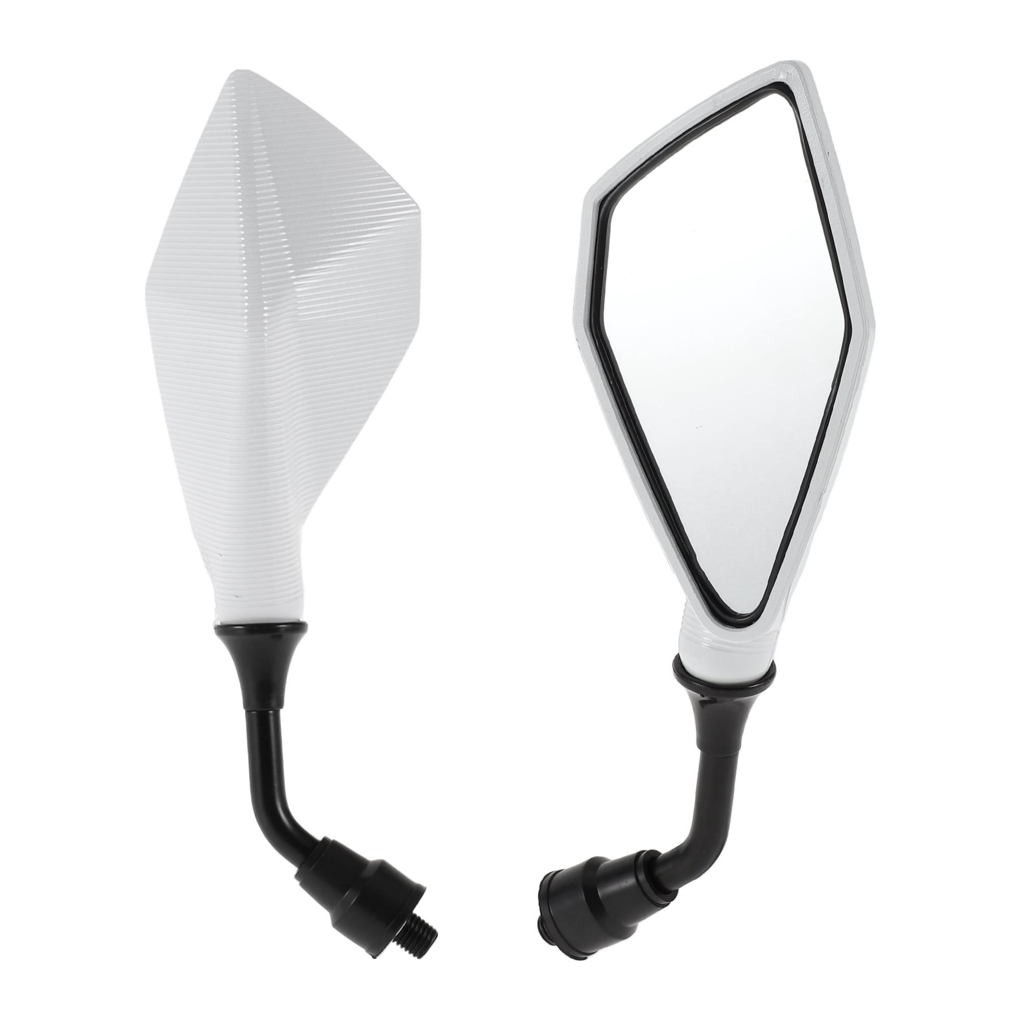 Unique Bargains Universal Motorcycle Rear View Mirrors Adjustable Bar End Side Mirrors Mount Iron Plastic 1 Set White M10 Polygonal Shape