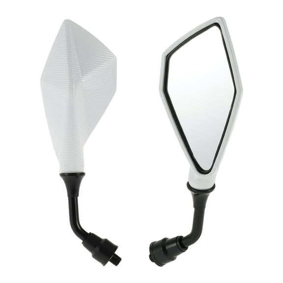 Unique Bargains Universal Motorcycle Rear View Mirrors Adjustable Bar End Side Mirrors Mount Iron Plastic 1 Set M10 Polygonal Shape White