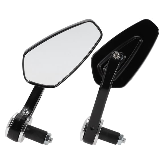 Unique Bargains Universal Motorcycle Rear View Mirrors Adjustable Handlebar Mirrors Aluminum 1 Set Black Silver Tone M8 Prismatic Shape