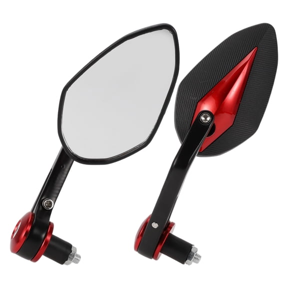 Unique Bargains Universal Motorcycle Rear View Mirrors Adjustable Handlebar Mirrors Aluminum Plastic 1 Set Black Red M8 Prismatic Shape