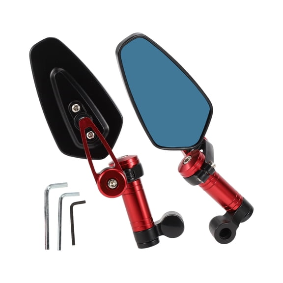 Unique Bargains Universal Motorcycle Rear View Mirrors Adjustable Side Rearview Mirror Aluminum Alloy 1 Set Red M8/M10 Prismatic Shape