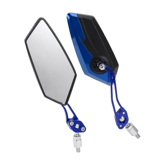 Unique Bargains Universal Motorcycle Rear View Mirrors Adjustable Side Rearview Mirror Aluminum Alloy Plastic 1 Set Black Blue M8/M10 Polygonal Shape