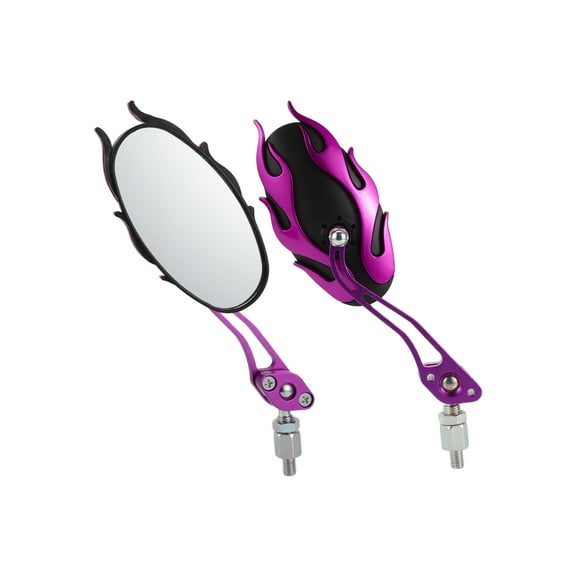 Unique Bargains Universal Motorcycle Rear View Mirrors Adjustable Side Rearview Mirror Aluminum Alloy Plastic 1 Set Purple M8/M10 Oval Shape