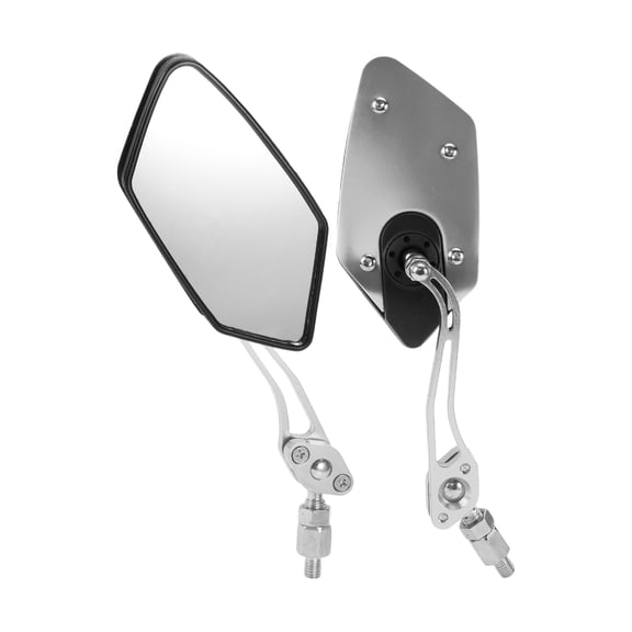 Unique Bargains Universal Motorcycle Rear View Mirrors Adjustable Side Rearview Mirror Aluminum Alloy Plastic 1 Set Silver Tone M8/M10 Polygonal Shape