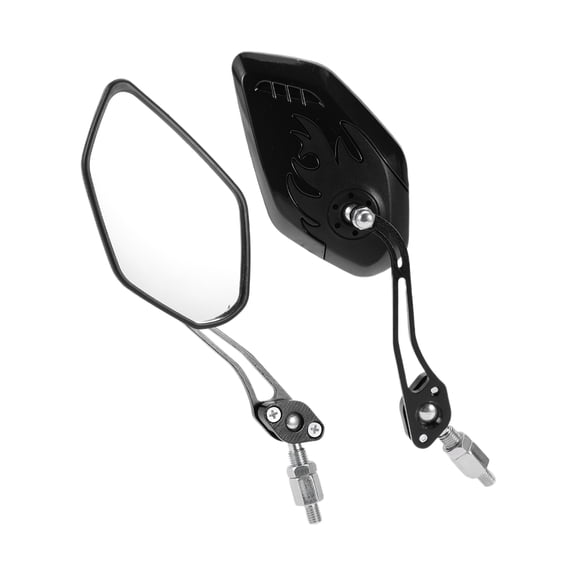 Unique Bargains Universal Motorcycle Rear View Mirrors Adjustable Side Rearview Mirror Aluminum Alloy Plastic 1set Black M8/M10 Polygonal Shape