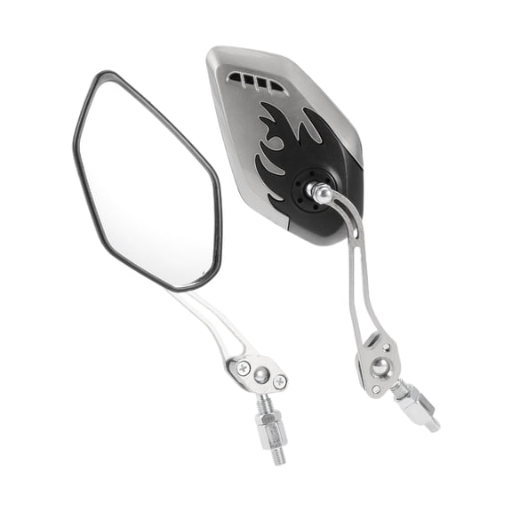 Unique Bargains Universal Motorcycle Rear View Mirrors Adjustable Side Rearview Mirror Aluminum Alloy Plastic 1set Black Silver Tone M8/M10 Polygonal Shape