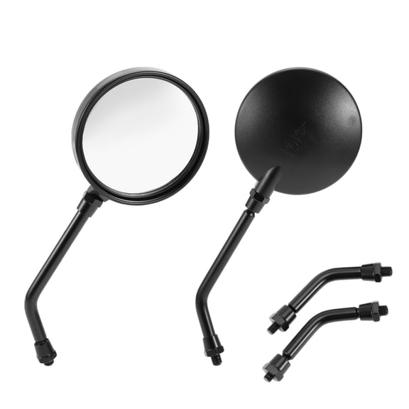 Unique Bargains Universal Motorcycle Rear View Mirrors Adjustable Side Rearview Mirror Metal ABS 1 Set Black M10 Round Shape