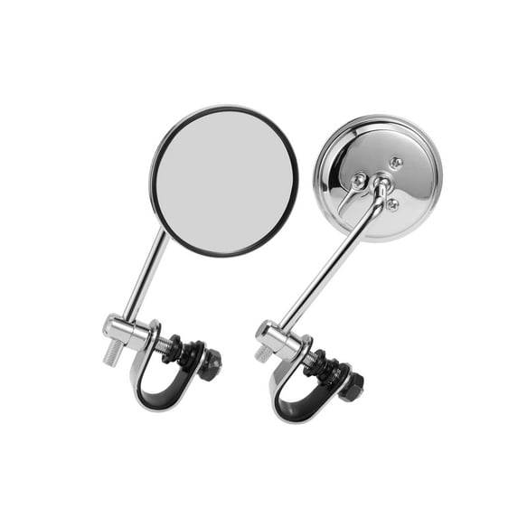 Unique Bargains Universal Motorcycle Rear View Mirrors Adjustable Side Rearview Mirror Metal Aluminum 1 Set Chrome Silver Tone M10 Round Shape