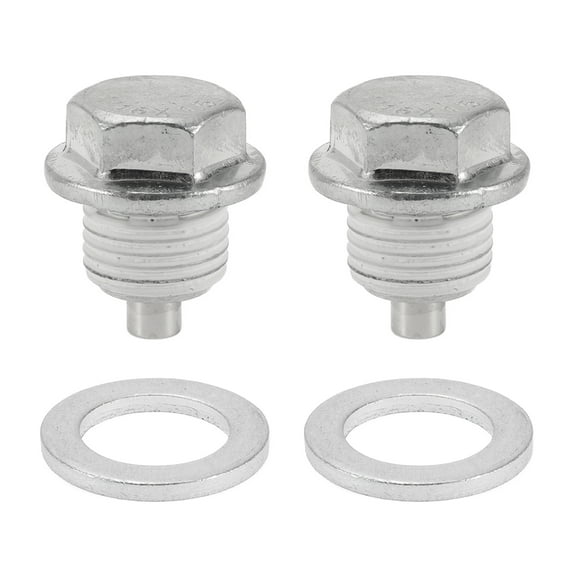 Unique Bargains Universal Oil Drain Plug Anti Leakage Oil Pan Drain Bolt Screw Thread Repair Aluminum 2 Set with Gasket Silver Tone White Magnetic M16x1.5