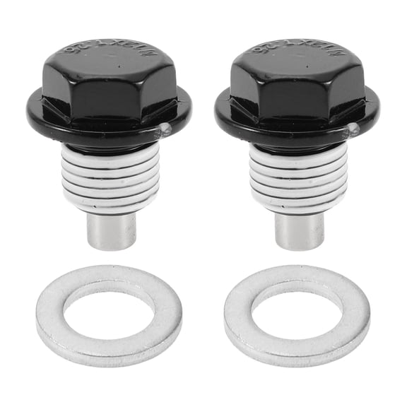 Unique Bargains Universal Oil Drain Plug Anti Leakage Oil Pan Drain Bolt Screw Thread Repair Aluminum 2 Set with Gasket Black White Magnetic M12x1.25