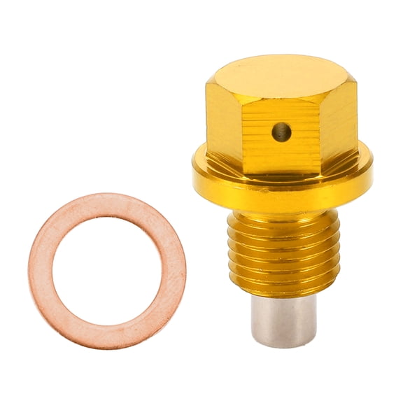 Unique Bargains Universal Oil Pan Screw Oil Drain Plug Sump Drain Nut Bolt M12x1.75 Aluminium Alloy Gold Tone 1 Set