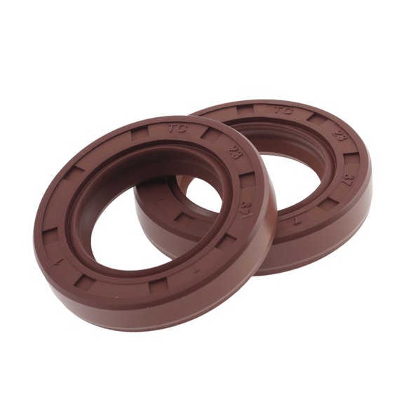 Unique Bargains Universal Oil Seal TC Double Lip W Steel Spring Seal Ring Rotary Shaft Seal 23x37x7mm High Pressure FKM Rubber Brown 2 Pcs