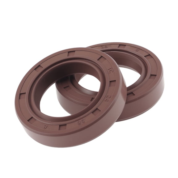 Unique Bargains Universal Oil Seal TC Double Lip W Steel Spring Seal Ring Rotary Shaft Seal 24x38x8mm High Pressure FKM Rubber Brown 2 Pcs