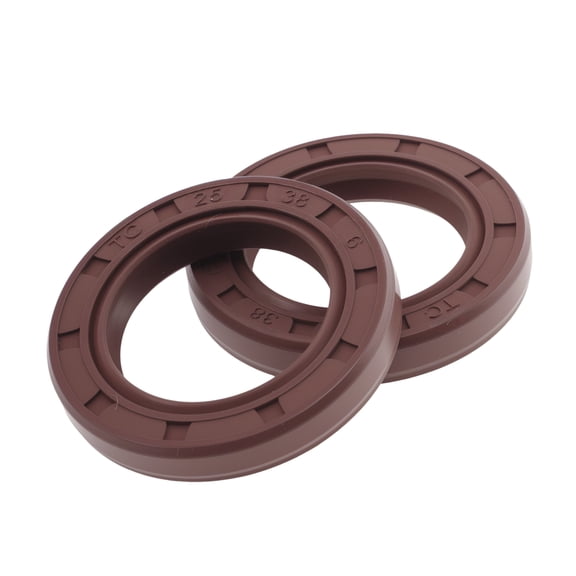 Unique Bargains Universal Oil Seal TC Double Lip W Steel Spring Seal Ring Rotary Shaft Seal 25x38x6mm High Pressure FKM Rubber Brown 2 Pcs