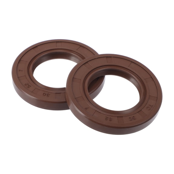 Unique Bargains Universal Oil Seal TC Double Lip W Steel Spring Seal Ring Rotary Shaft Seal High Pressure FKM Rubber Brown 2 Pcs 30x52x7mm