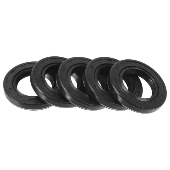 Unique Bargains Universal Oil Seal TC Double Lip w Steel Spring Seal Ring Rotary Shaft Seal 15x25x4mm High Pressure NBR Rubber Black 5 Pcs