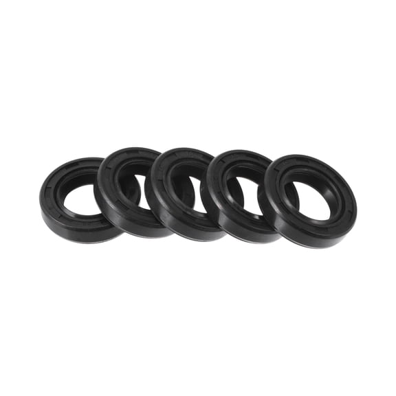 Unique Bargains Universal Oil Seal TC Double Lip w Steel Spring Seal Ring Rotary Shaft Seal 15x25x6mm High Pressure NBR Rubber Black 5 Pcs