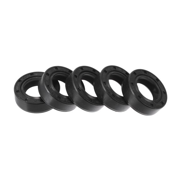 Unique Bargains Universal Oil Seal TC Double Lip w Steel Spring Seal Ring Rotary Shaft Seal 15x25x8mm High Pressure NBR Rubber Black 5 Pcs