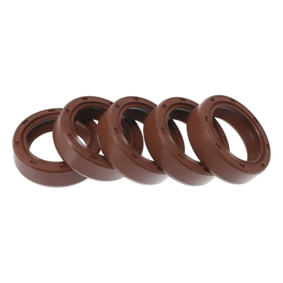 Unique Bargains Universal Oil Seal TC Double Lip w Steel Spring Seal Ring Rotary Shaft Seal 25x35x10mm High Pressure FKM Rubber Brown 5 Pcs
