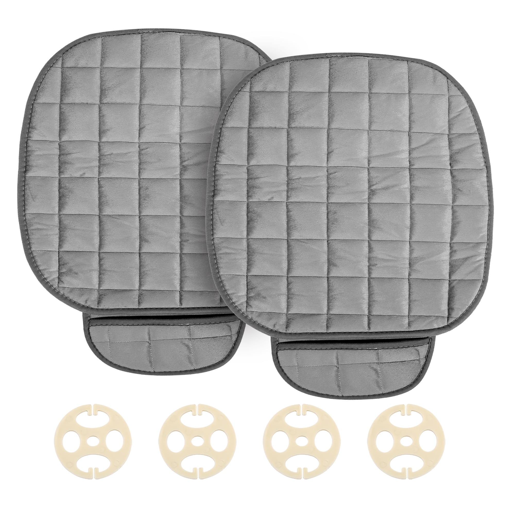 Unique Bargains Universal Plush Car Front Rear Seat Cushion Cover Pad Set of 2 Gray