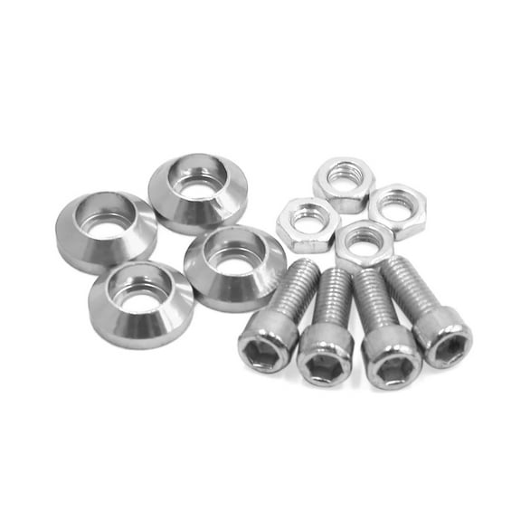 Unique Bargains Universal Silver Tone Motorcycle Windscreen License Plate M6 Bolts Screw 4Pcs