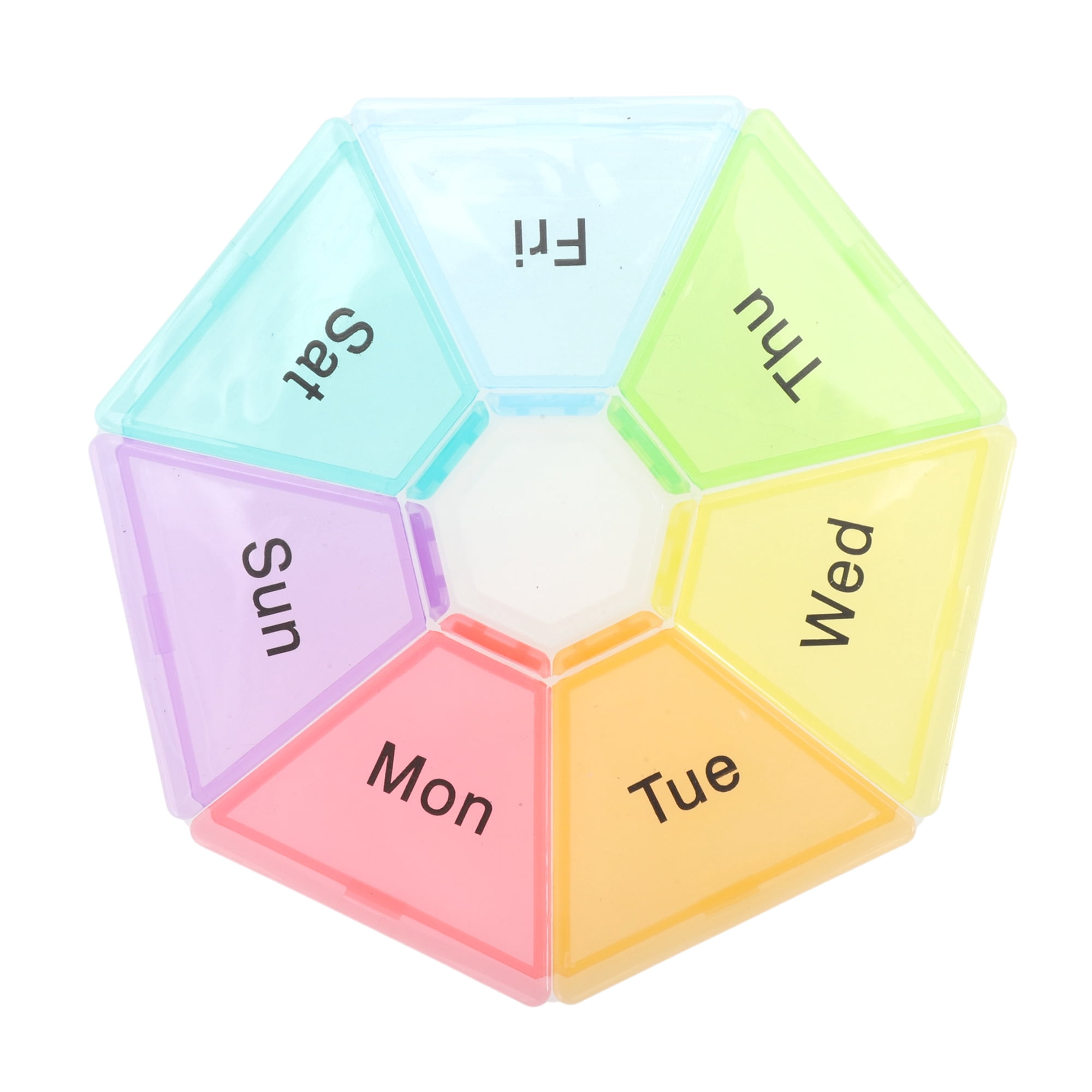 Unique Bargains Useful Durable 7 Grid Colorful Pill Case 1 Pc Clear, Colorful