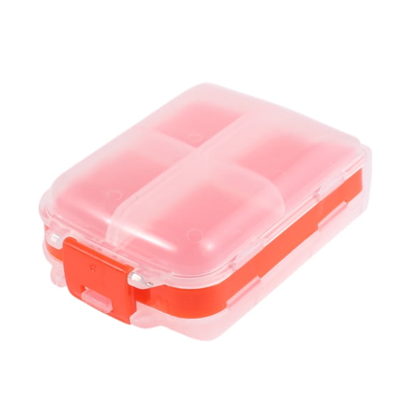 Unique Bargains Useful Durable 8 Grids 3 Fold Pill Case for Travel 1 Pc Clear, Orange