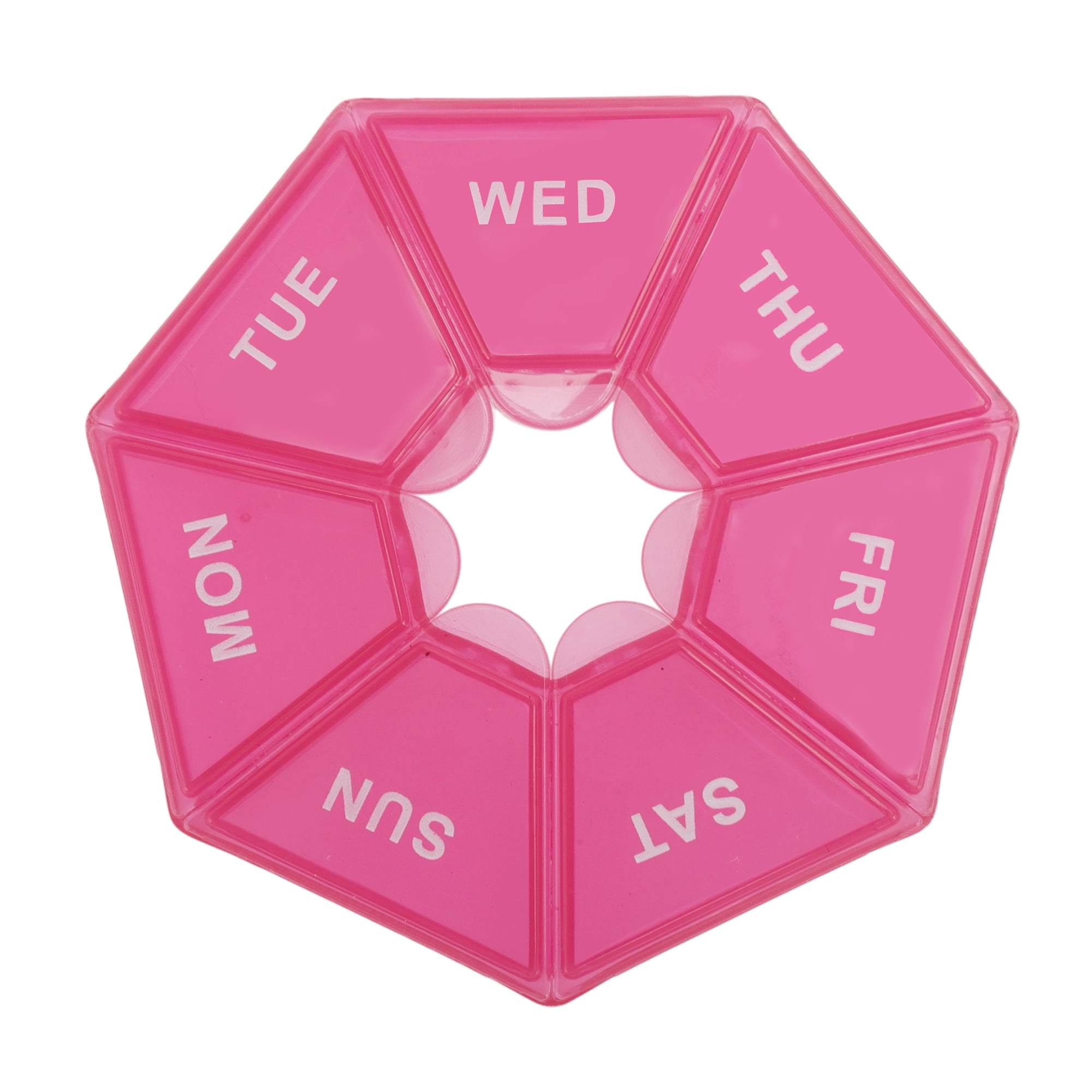 Unique Bargains Useful Durable Portable 7 Grid Polygonal Pill Case 1 Pc Rose Pink