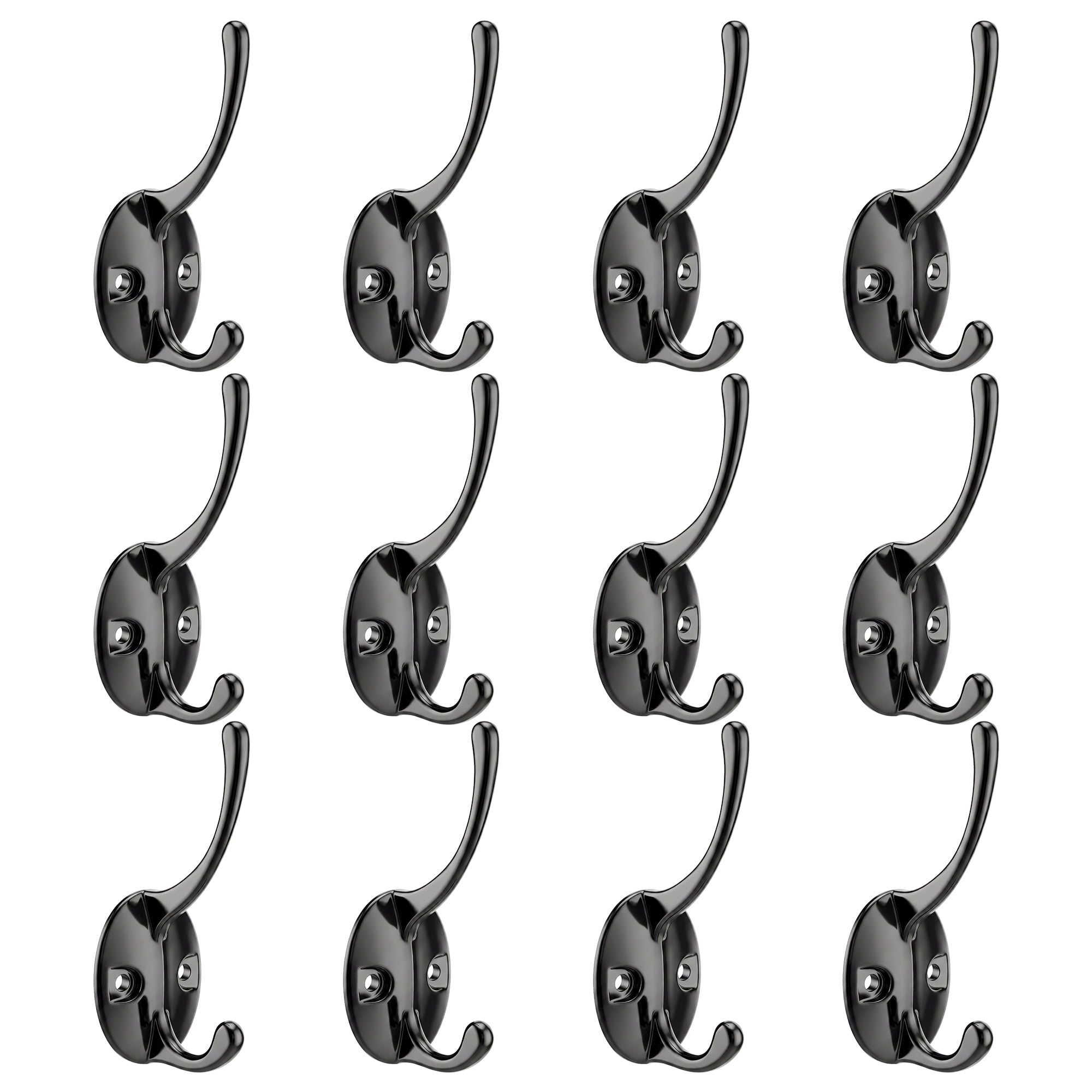 Unique Bargains Utility Hooks 12Pcs Metal Durable Wall Hooks for Kitchen Black