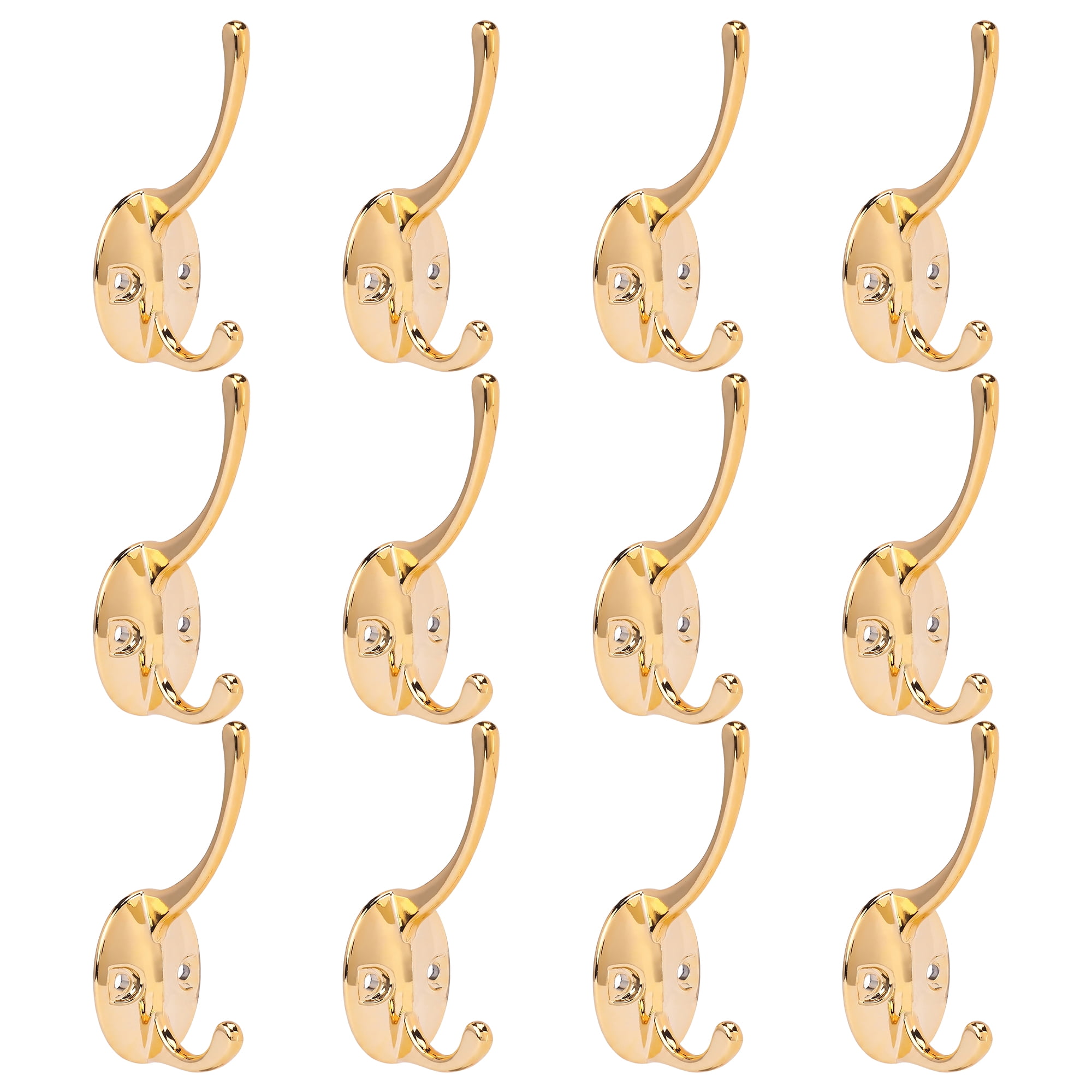 Unique Bargains Utility Hooks 12Pcs Metal Durable Wall Hooks for Kitchen Gold