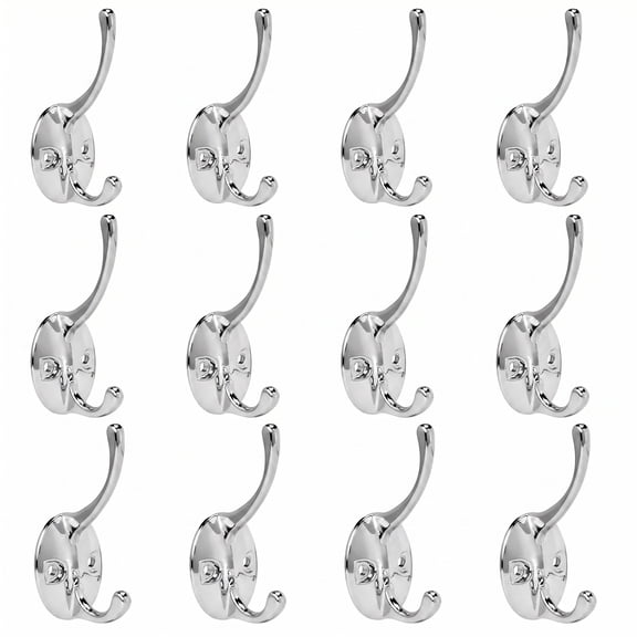 Unique Bargains Utility Hooks 12Pcs Metal Durable Wall Hooks for Kitchen Silver