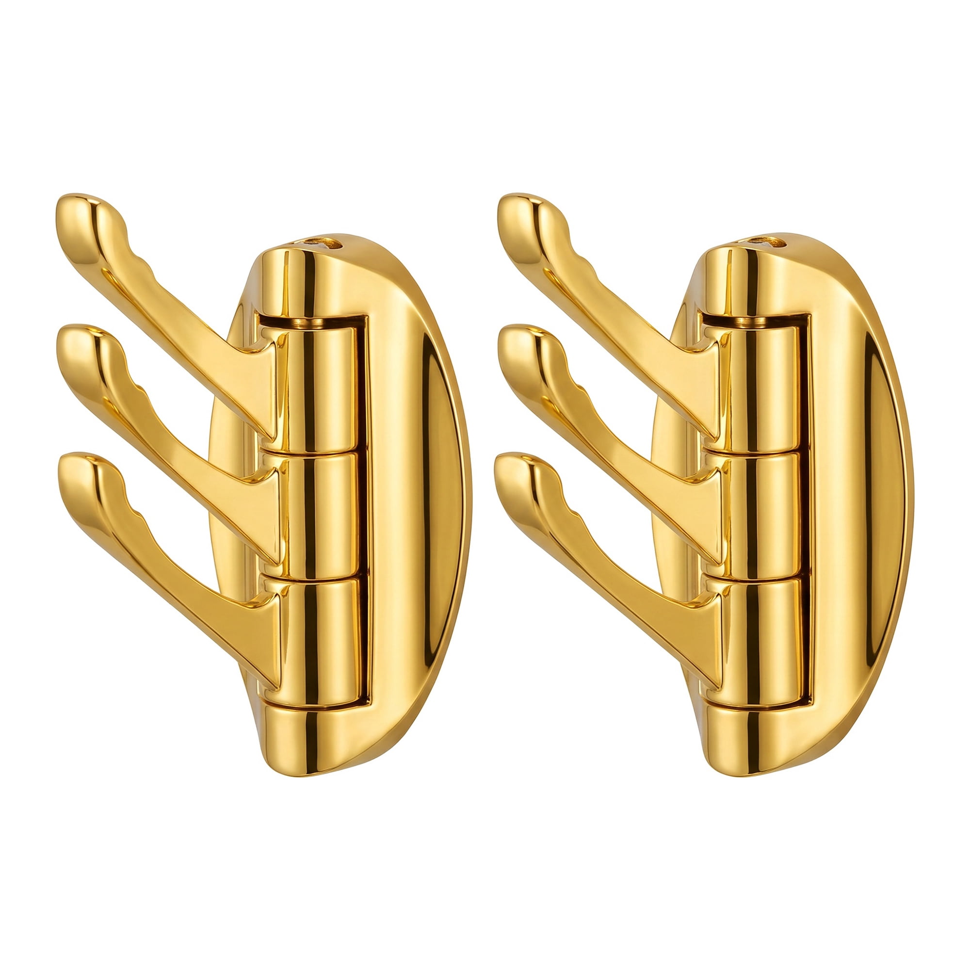Unique Bargains Utility Hooks 2Pcs Metal Durable Home Decor Wall Hooks Gold 1.8" x 3.3"