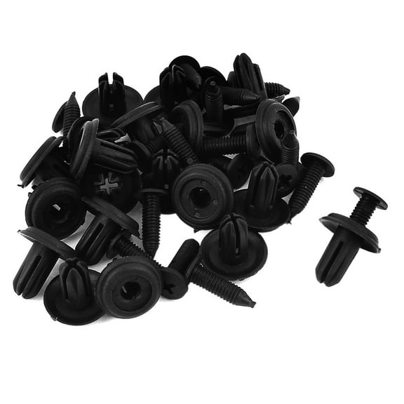Unique Bargains Uxcell 6mm Hole Car Fender Bumper Plastic Rivets Fastener Push Clips Black(20-pack)