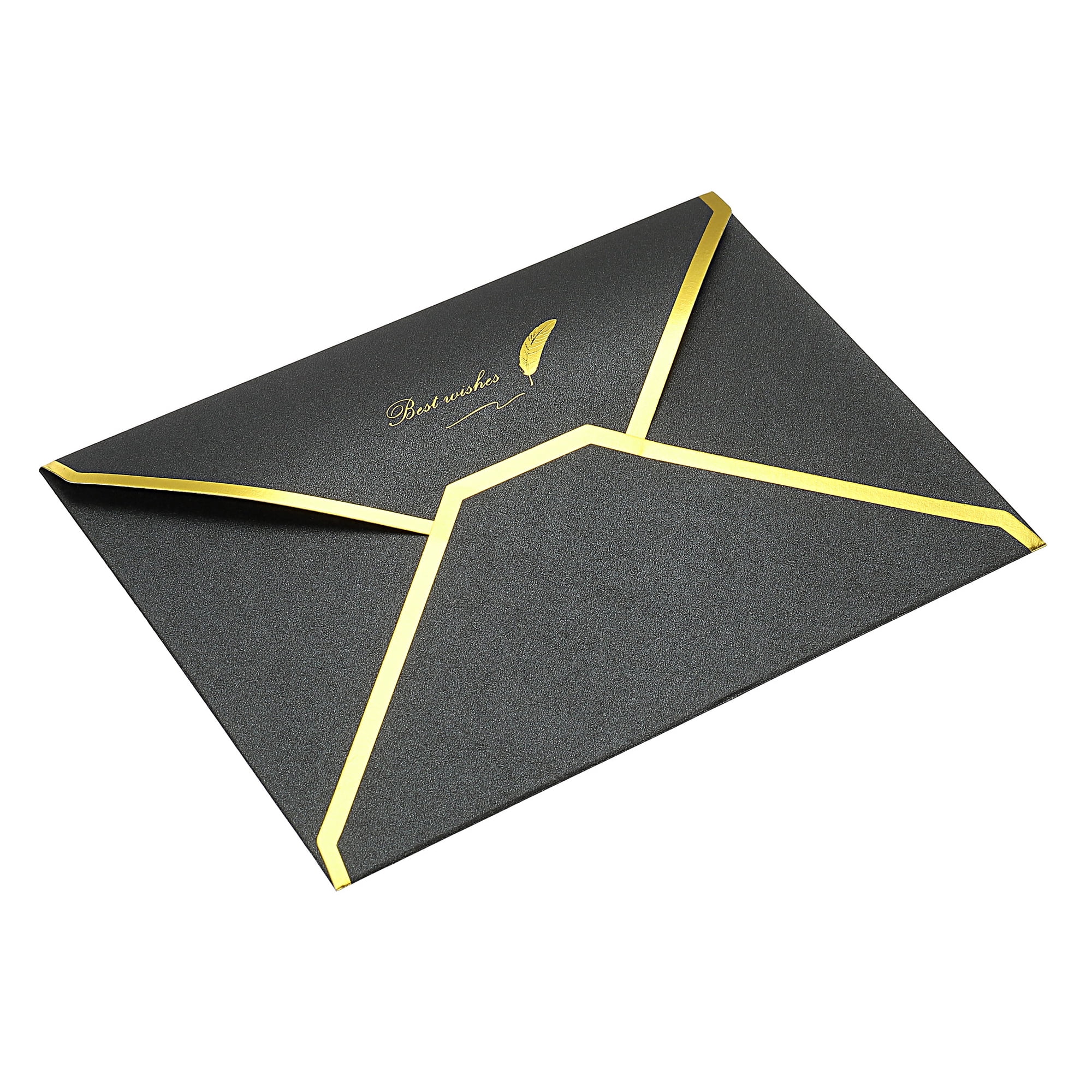 Unique Bargains V Flap Envelopes, 20 Pack 7x5'' Luxury Gold Border Greeting Card Envelope