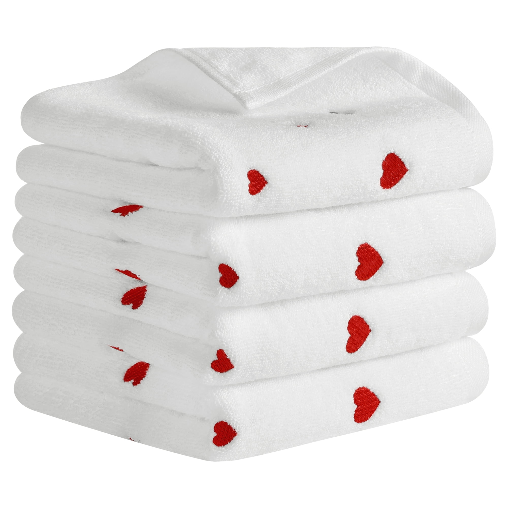 Unique Bargains Valentine's Day Hand Towels Letter Heart Pattern Towels White 4-Piece