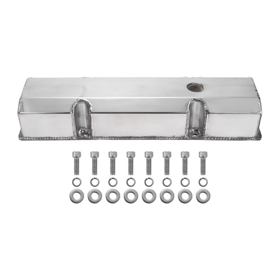 Unique Bargains Valve Cover Compatible for Chevrolet 283 302 305 327 350 383 400 Engine Small Blocks 1958-1986, Durable Aluminum Silver Tone with Long Bolts Gaskets