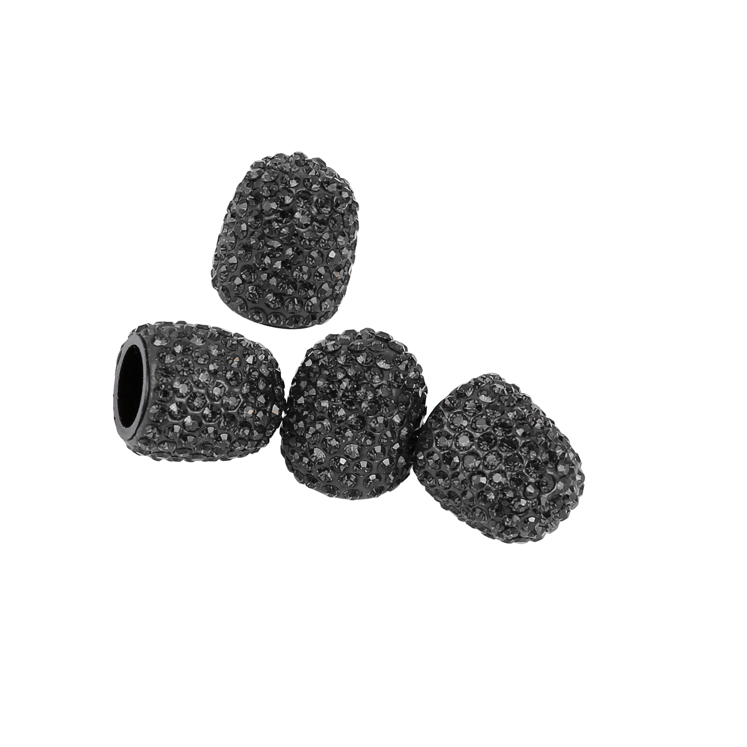 Unique Bargains Valve Stem Caps Handmade Faux Crystal Rhinestone Auto Car Tire Caps Black