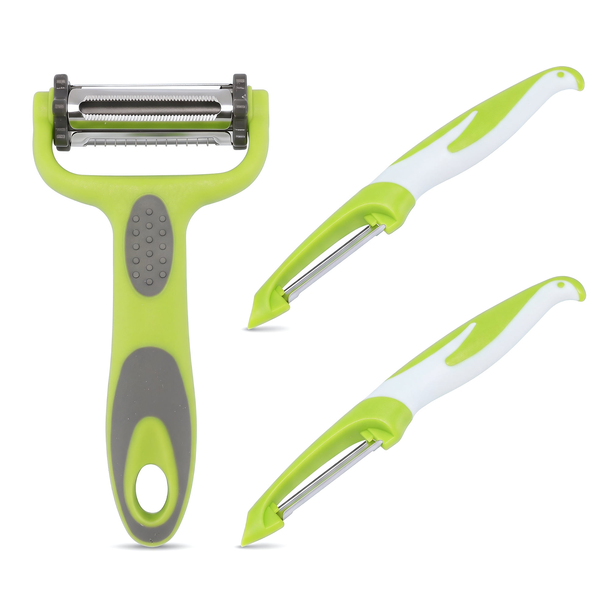 Unique Bargains Vegetable Peeler with Protective Cover and Ergonomic Handle Green 3Pcs