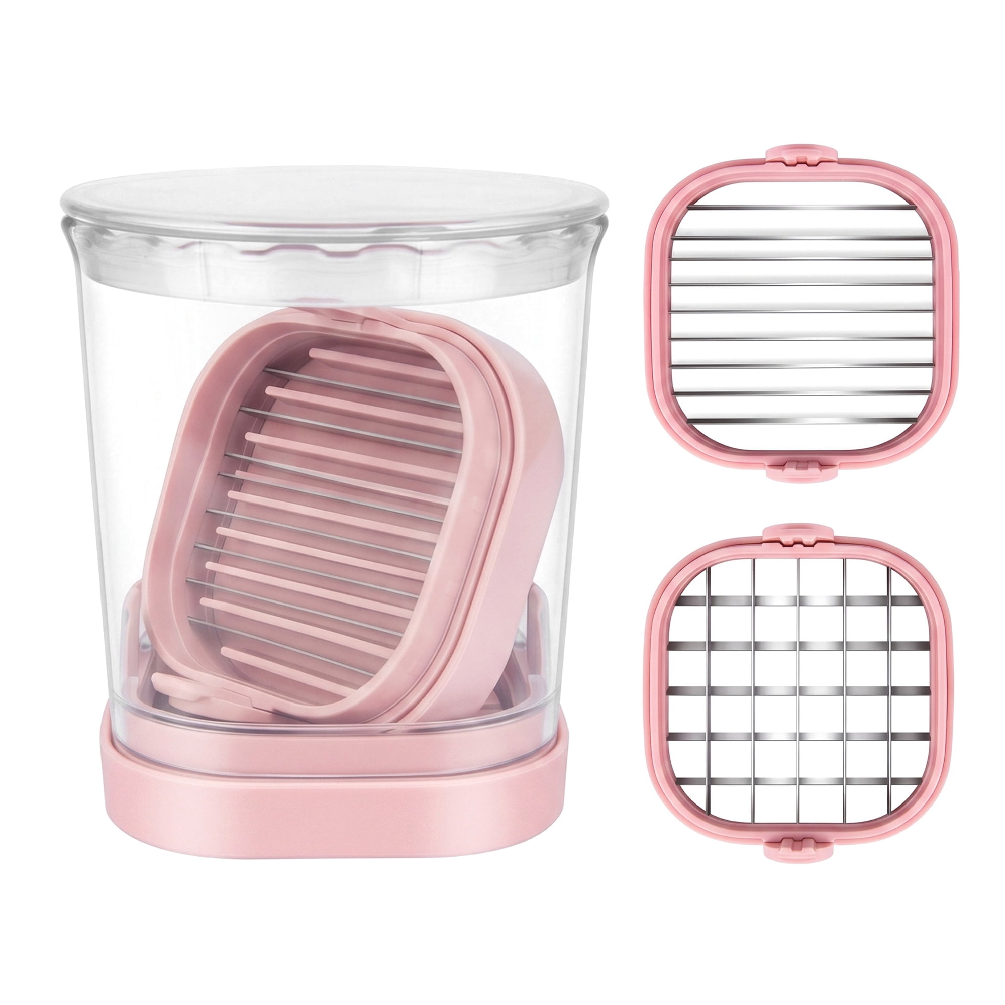 Unique Bargains Vegetable and Fruit Chopper Food Processor Veggie Cutter Pink