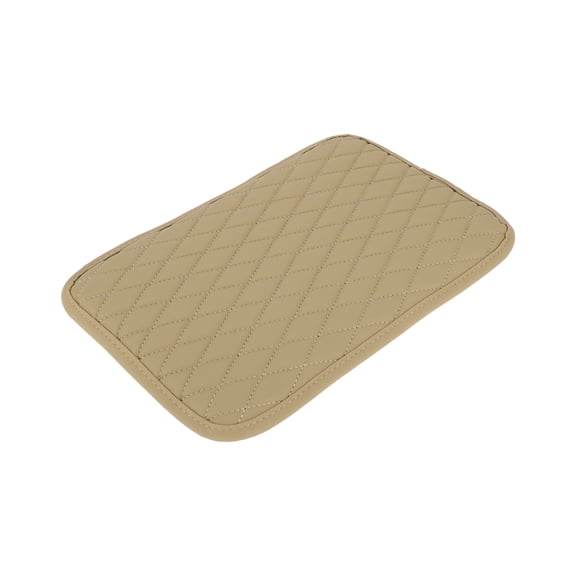 Unique Bargains Vehicle Armrest Box Pad 11.81"x7.87" Center Console Cover Armrest Seat Box Cover Faux Leather Beige Diamond Pattern