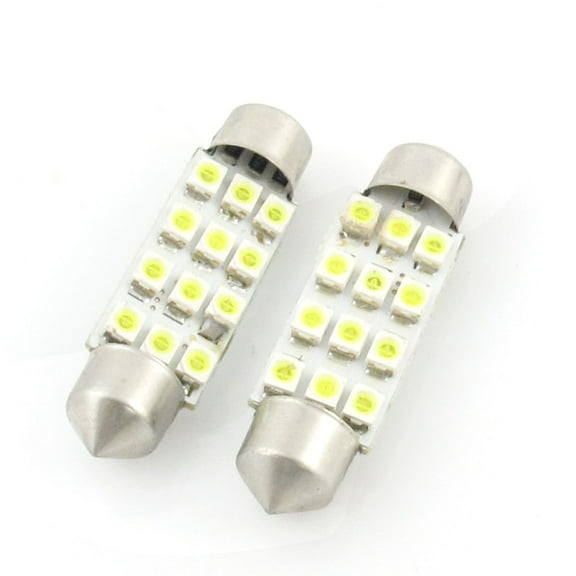 Unique Bargains Vehicle Car 12- 1210 Festoon Light Dome Roof Lamp Bulb White 42mm 2 Pcs