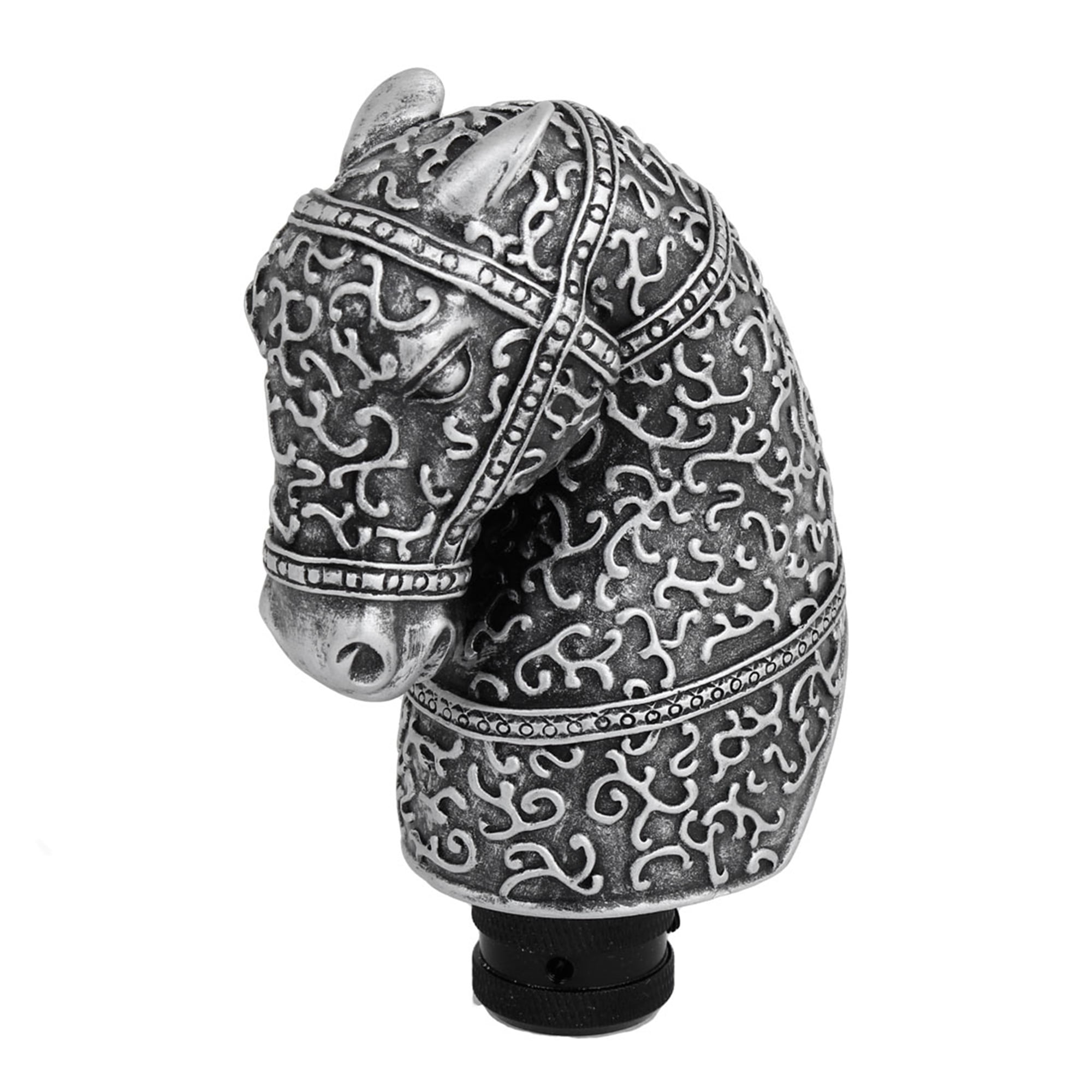 Unique Bargains Vehicle Car Horse Head Design Gear Shift Lever Knob Protector Silver Gray Black