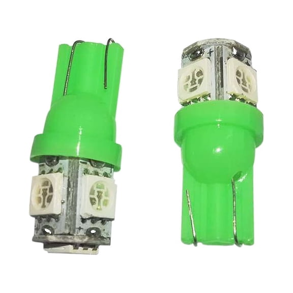 Unique Bargains Vehicles T10 Green Light 5 5050 Bulbs Side Instrument Lamp Plastic 2pcs