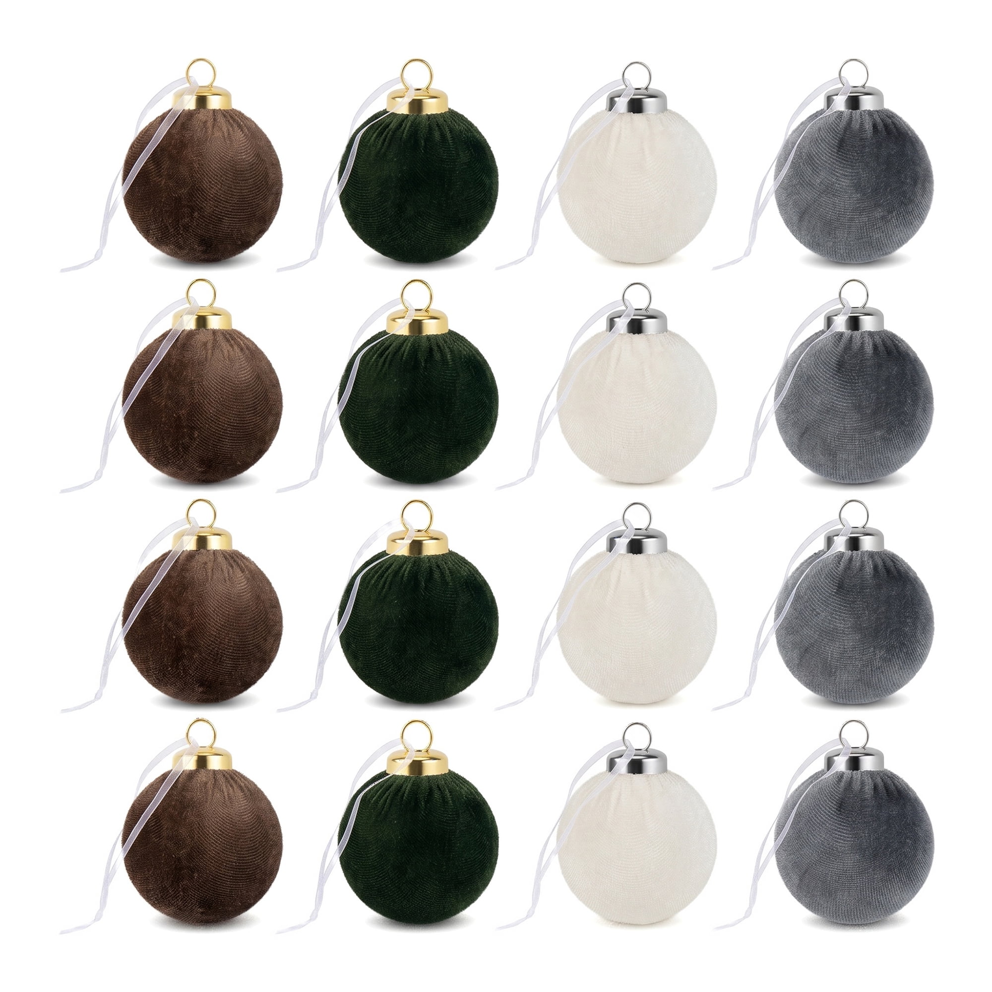 Unique Bargains Velvet Christmas 12 Pack Flocked Sphere Orbs Luxury Ornaments Style C 2.4"