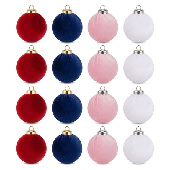 Unique Bargains Velvet Christmas 12 Pack Flocked Sphere Orbs Luxury Ornaments Style D 2.4"