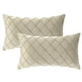 thumbnail image 1 of Unique Bargains Velvet Decorative Pillow Covers Geometric Textured Cushion Covers 2 Pcs Beige 12" x 20", 1 of 6