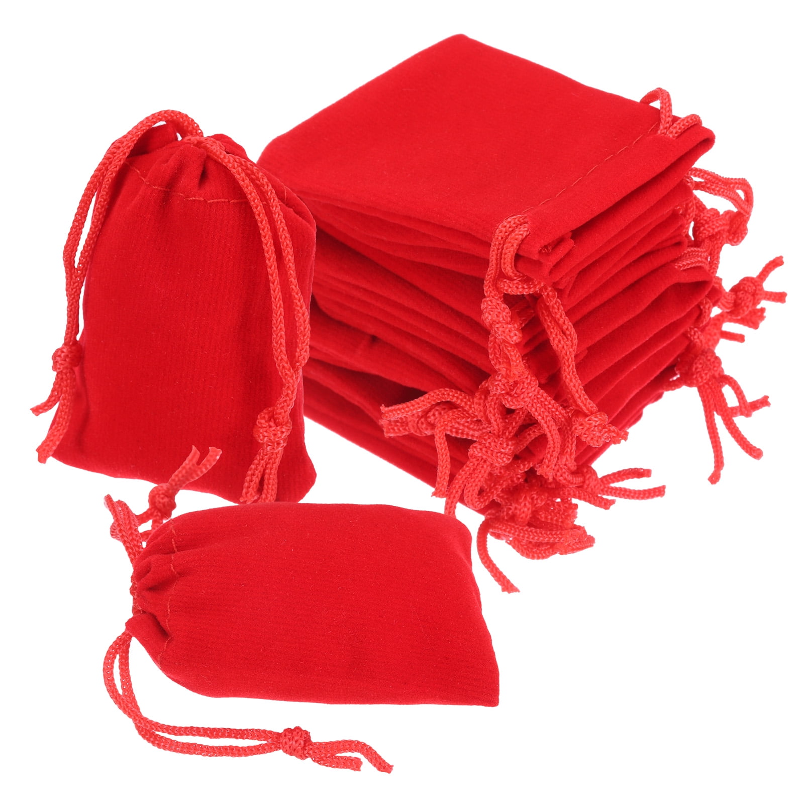 Unique Bargains Velvet Gift Bags Jewelry Drawstring Pouches for Wedding Favor 2"x2.8" Red