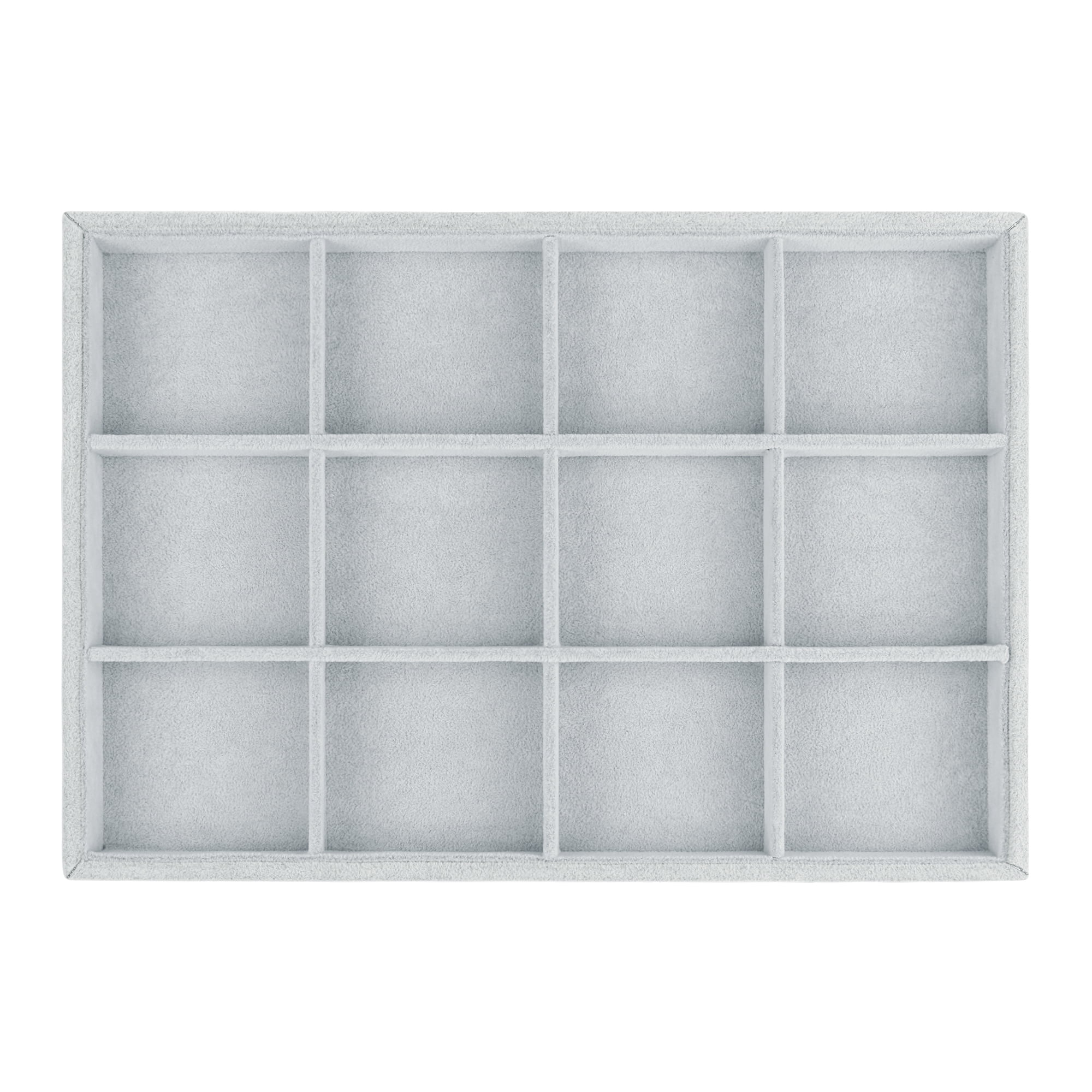Unique Bargains Velvet Jewelry Boxes Holder Organizer Trays with Removable Dividers Gray 12 Grid Tray