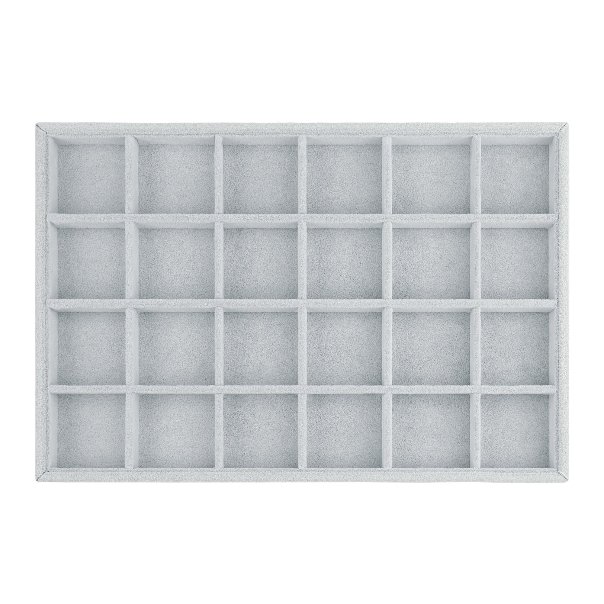 Unique Bargains Velvet Jewelry Boxes Holder Organizer Trays with Removable Dividers Gray 24 Grid Tray