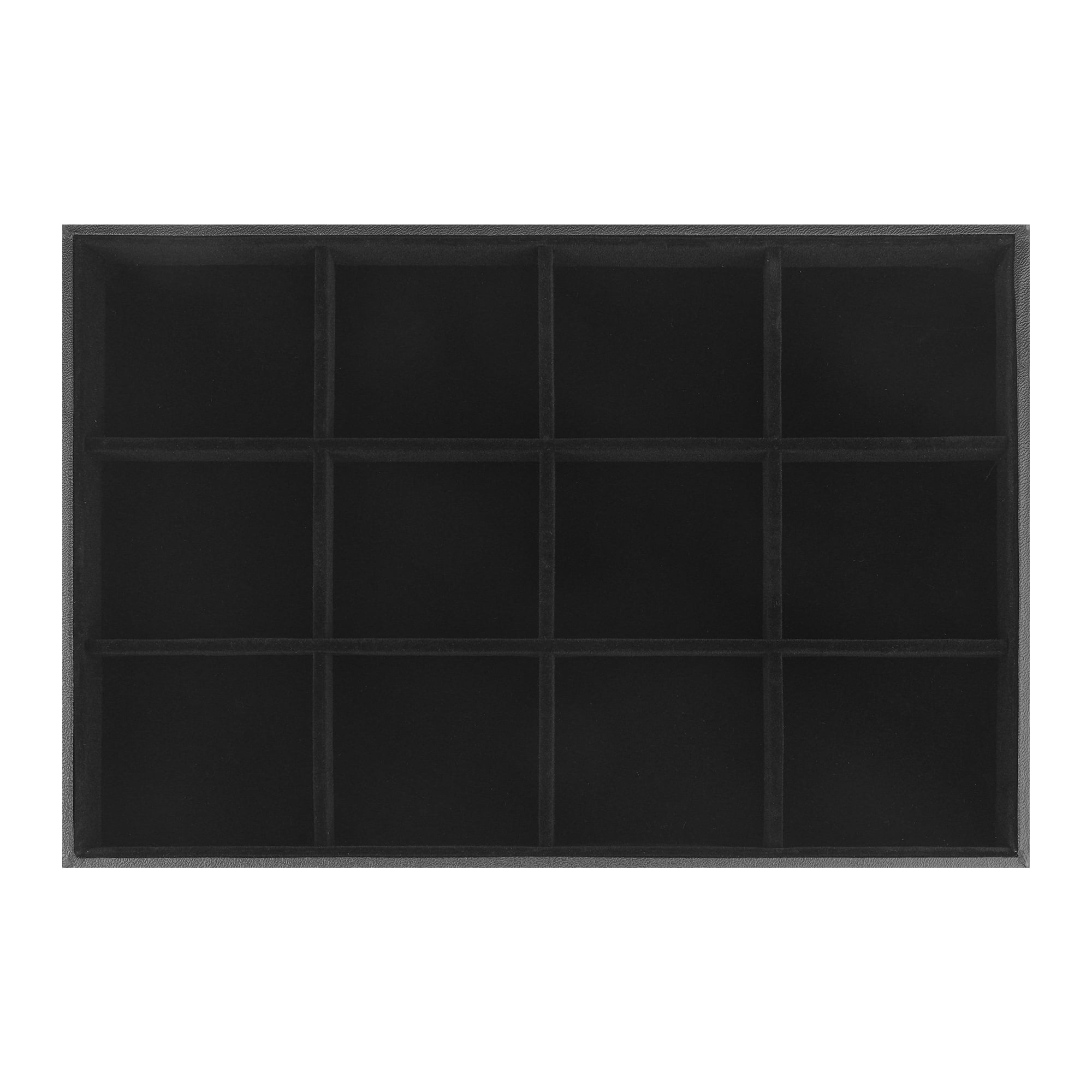 Unique Bargains Velvet Jewelry Boxes Organizer Trays with Removable Dividers for Drawers Black 12 Grid Tray